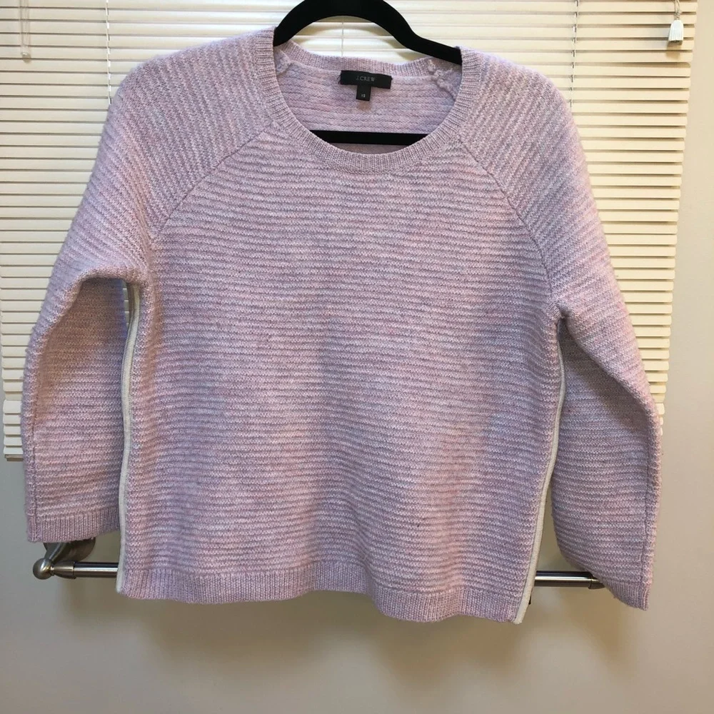 J. Crew 100% Merino Wool Crew Neck Sweater with Zipper Sides